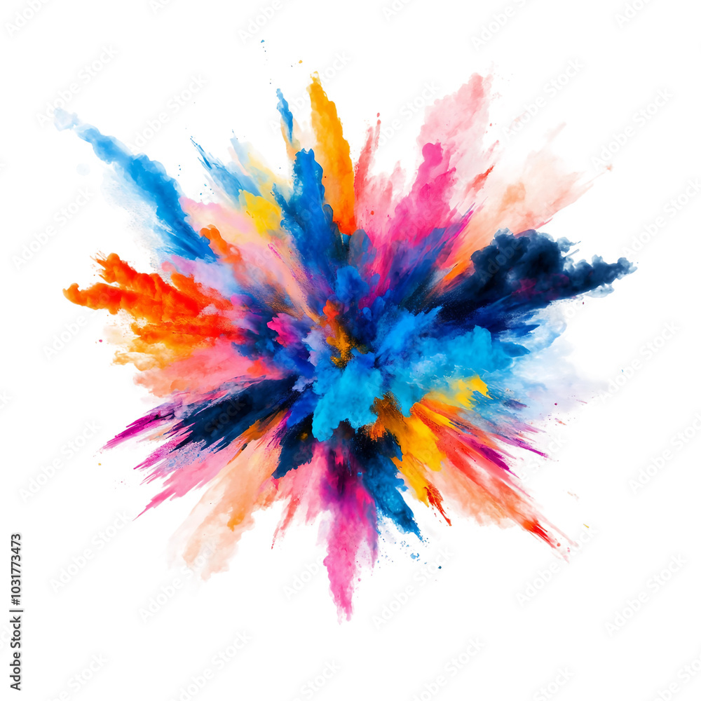 Poster colorful powder explosion creating a dynamic and playful visual for creative projects