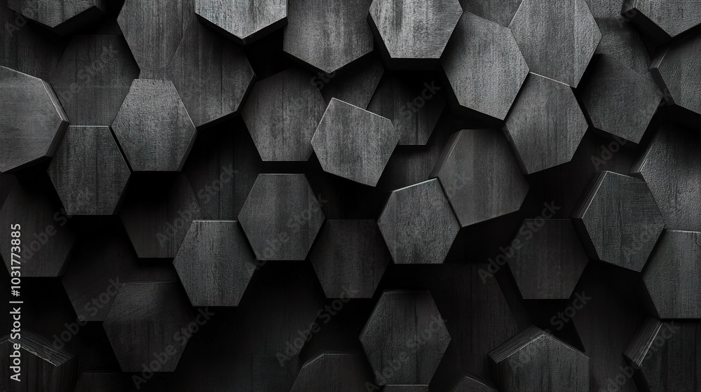 Poster Abstract Hexagonal Pattern in Dark Shades
