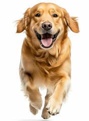 Golden Retriever Dog Jumping with Joy.