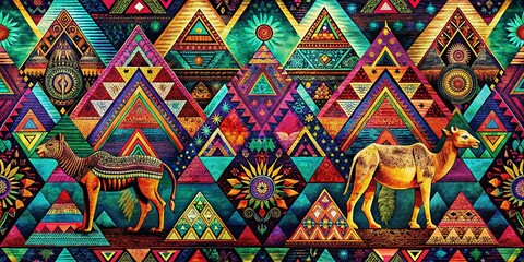 Vibrant Seamless Ethnic Animal Patterns for Textile and Web Design