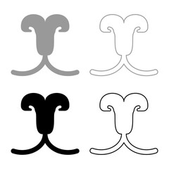 Cat's nose mouth cat pet concept veterinary set icon grey black color vector illustration image solid fill outline contour line thin flat style