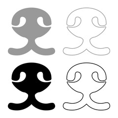 The dog's mouth and nose puppy pet concept veterinary doggy set icon grey black color vector illustration image solid fill outline contour line thin flat style