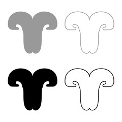 Cat's nose cat pet veterinary concept set icon grey black color vector illustration image solid fill outline contour line thin flat style