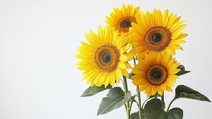 Fototapeta premium Vibrant Sunflowers Against White Background