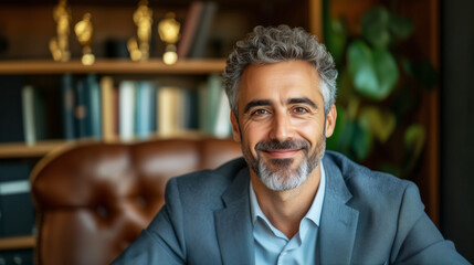 Obraz premium Professional man smiling in an office setting