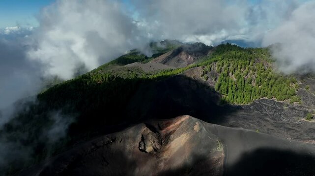 Aerial drone view of the landscape of La Palma, Canary Islands, Spain