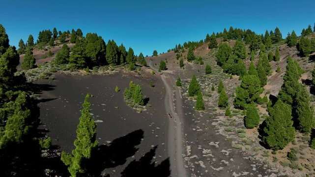 Aerial drone view of the landscape of La Palma, Canary Islands, Spain