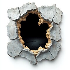Broken Concrete Wall With Hole  Abstract Background  Demolition  Construction  Texture   D