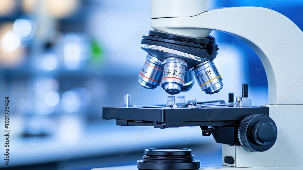 Poster Close-up of a Microscope in a Laboratory Setting