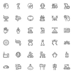 Robotics technology line icons set