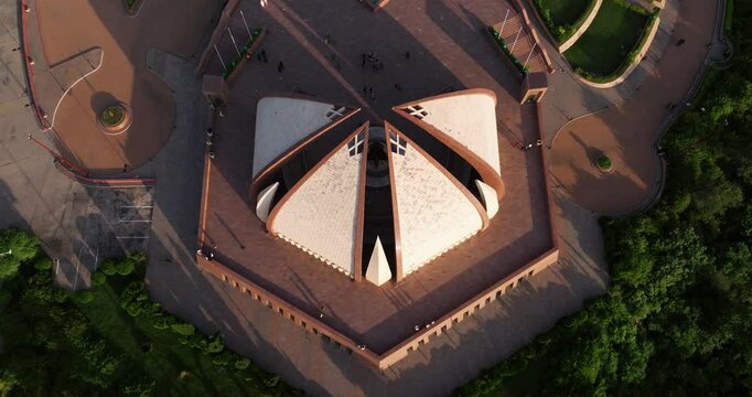 Top Down Aerial View of Pakistan National Monument. Islamabad, Pakistan Capital City