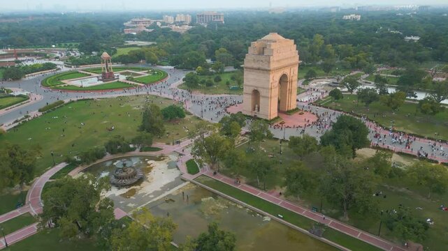 Aerial View of India gate , Drone Aerial view India gate