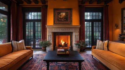 Cozy Living Room with Fireplace