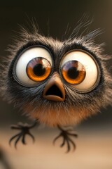  A tight shot of a small bird expressing shock, with its widened, alert eyes