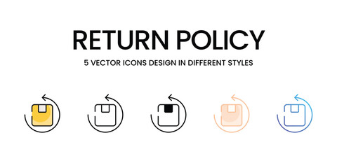 Return Policy vector icons set ready to use wed and mobile apps.