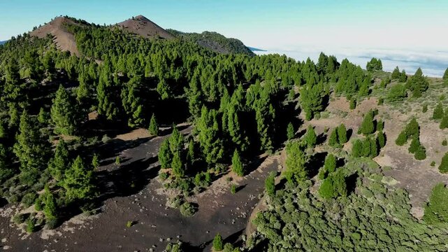Aerial drone view of the landscape of La Palma, Canary Islands, Spain