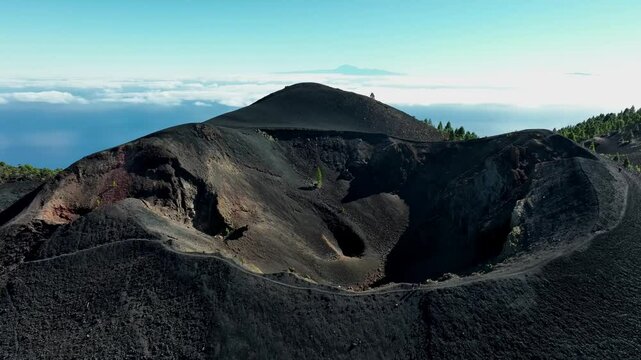 Aerial drone view of the landscape of La Palma, Canary Islands, Spain