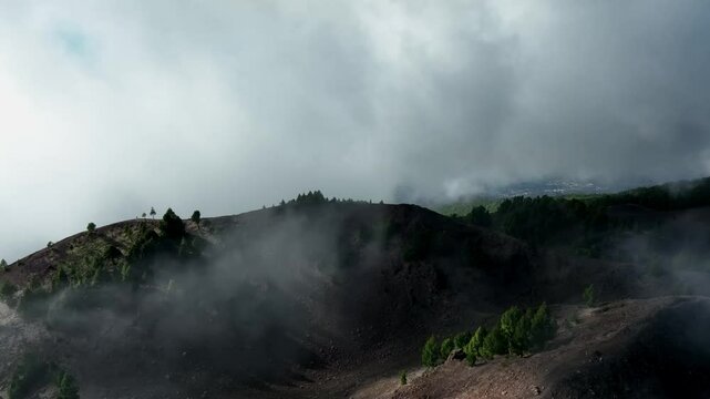 Aerial drone view of the landscape of La Palma, Canary Islands, Spain