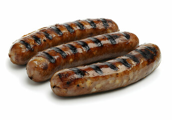 Grilled Sausages Isolated on White Background.