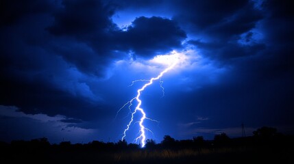 Spectacular Lightning in Night Sky