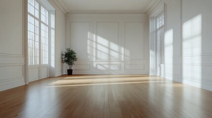 Bright Empty Room with Sunlight