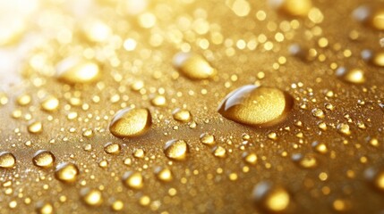 Golden Water Droplets Close-up