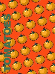 Poster (cover, card) of hand-drawn vegetables in pop art style. Linear drawing with color fill and text is a modern type of printed art for discounts, price tags, advertising