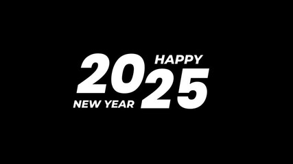 Happy new year 2025 Animation. 2025 New year celebration 2025. Transparent Background and green sreen. 4k animated footage