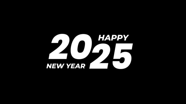 Happy new year 2025 Animation. 2025 New year celebration 2025. Transparent Background and green sreen. 4k animated footage