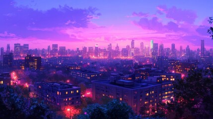 Obraz premium City Skyline at Sunset