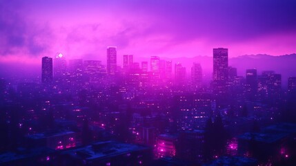 Fototapeta premium Vibrant Neon Urban Skyline at Dusk