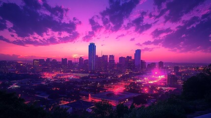 Obraz premium Vibrant Cityscape at Dusk