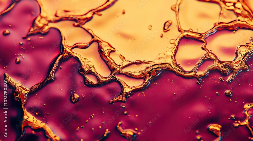 Poster abstract colorful liquid texture with intricate patterns and vivid hues of orange and red.
