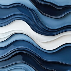 Obraz premium Abstract wave pattern in blue and white tones, ideal for backgrounds and design projects.