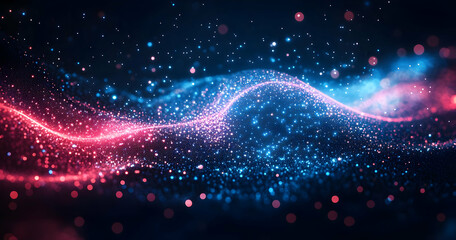 Fototapeta premium Abstract Blue and Pink Glittering Particles.