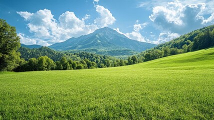 Fototapeta premium Mountain Landscape with Green Meadows