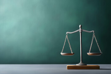 An illustration of a balanced scale, perfectly balanced. Laws and penalties for offenders.