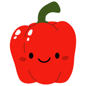 Flat vector illustration on white background in children's style. Balgar pepper with cute face. Vector illustration