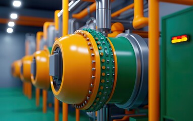 Industrial machinery featuring colorful components, designed for modern manufacturing processes.