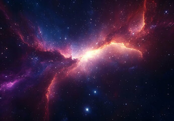 Cosmic Nebula with Stars and Galaxies.