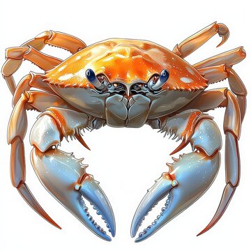 recommend clip art: Cartoon Crab Illustration  Isolated on White Background  Sea Creature  Animal  Seafood