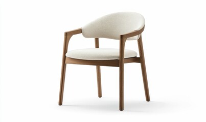 Wooden chair with white cushioned seat.