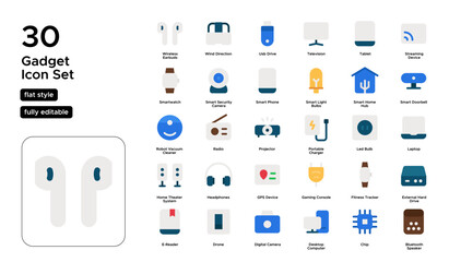 Gadget Flat Icon Set: Smartphones, Tablets, and Smartwatches Icons