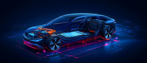 Electric Car Technology Concept.