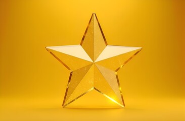 Obraz premium Golden Christmas star ornament bauble isolated on yellow background, decoration, New Year 