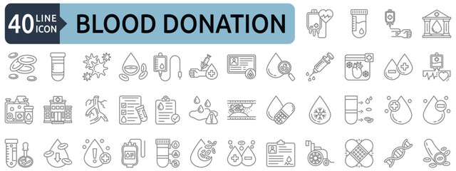 Blood donation icon set