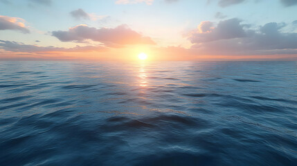 Obraz premium Ocean Sunset with Clouds Illustration