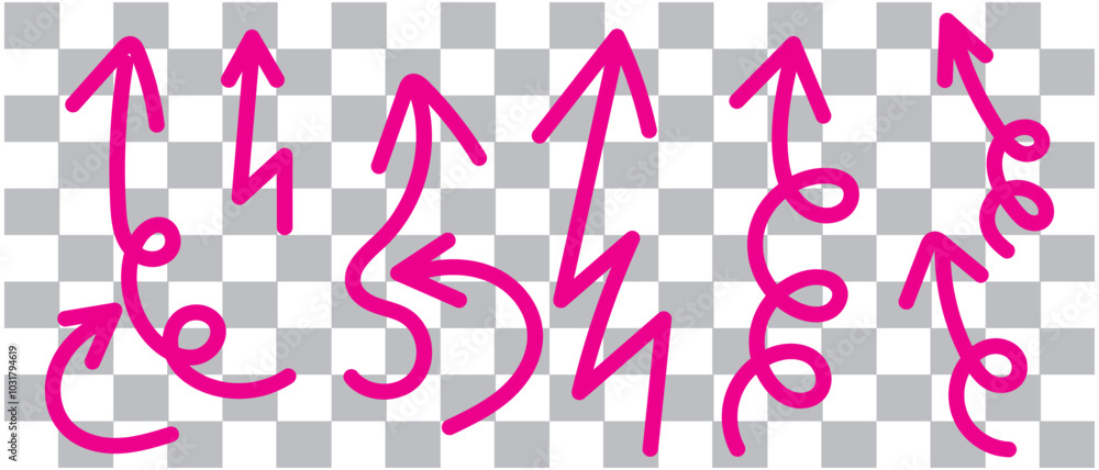 Poster black curly arrows isolated on a transparent background. arrows of various shapes. vector clipart. a