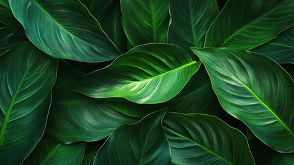Lush Green Leaves Top View for Nature Background