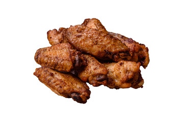 Grilled chicken wings with salt, spices and herbs